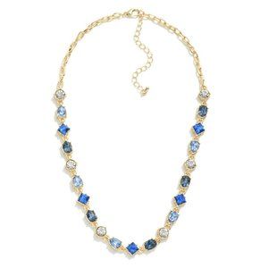 Statement Linked Inset Rhinestone Necklace.